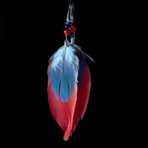 Peříčková naušnice Guacamayo Corazon