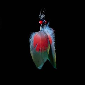 Peříčková naušnice Guacamayo Coracao Vermelho