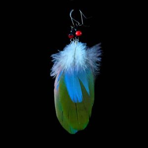 Peříčková naušnice Guacamayo Coracao Verde